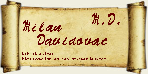 Milan Davidovac vizit kartica